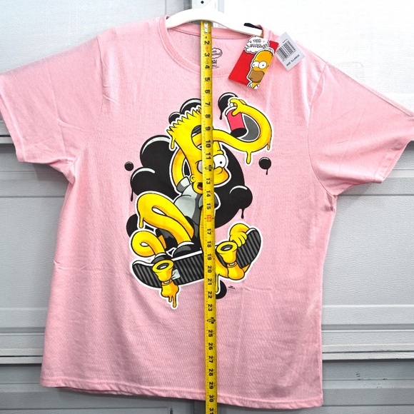 The Simpsons Retro Pink Graphic Bart Simpson on Skateboard T-Shirt XL - Picture 3 of 5